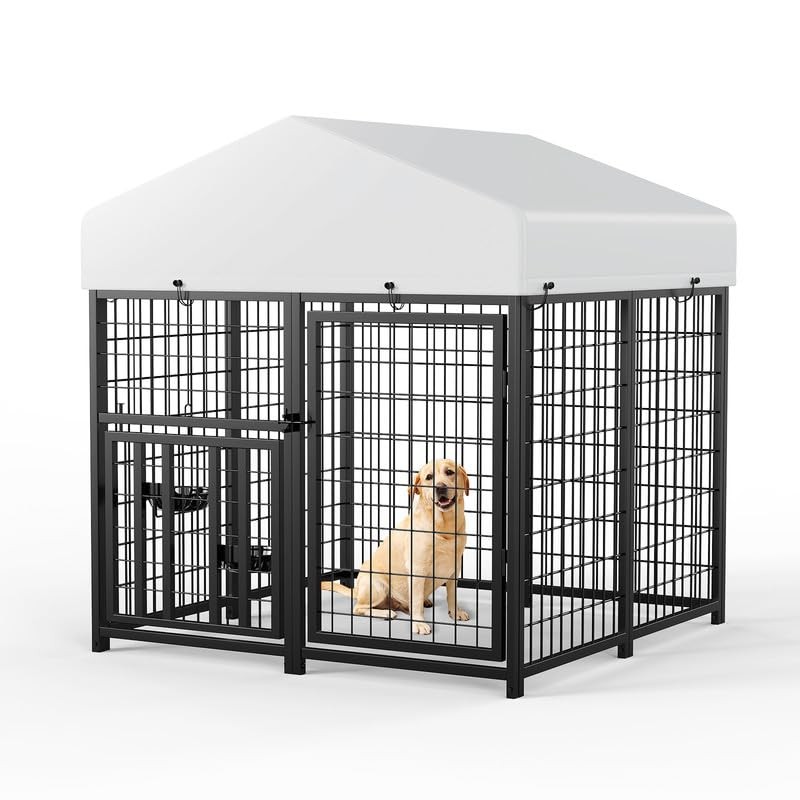 Outdoor Large Metal Dog Kennel Pet Run Enclosure Hutch Coop  