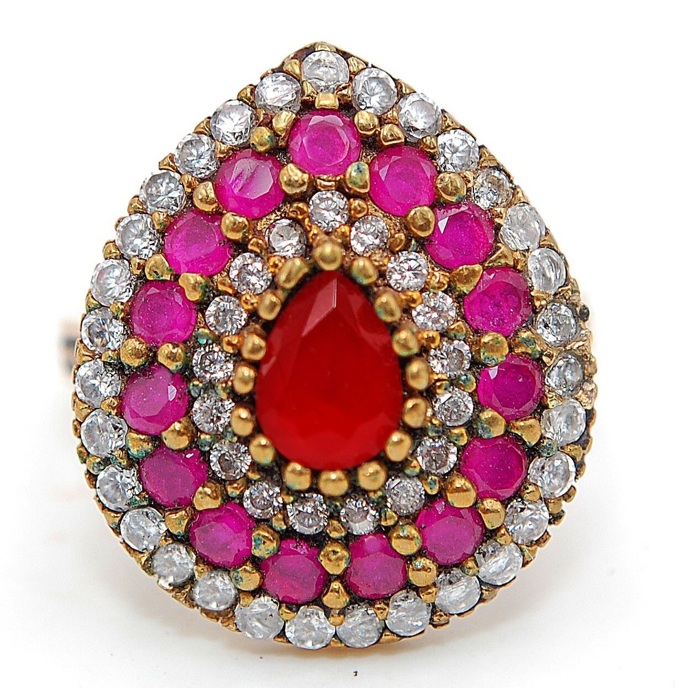 Vintage Ottoman Empire Inspired 4CT Garnet Topaz 925 Silver Ring Size 8  