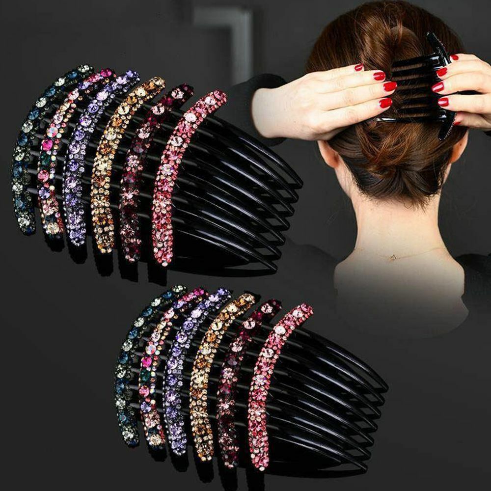 Rhinestone Hair Comb Women Fashion Seven-tooth Insert Comb Hairpin Acces UK DIY