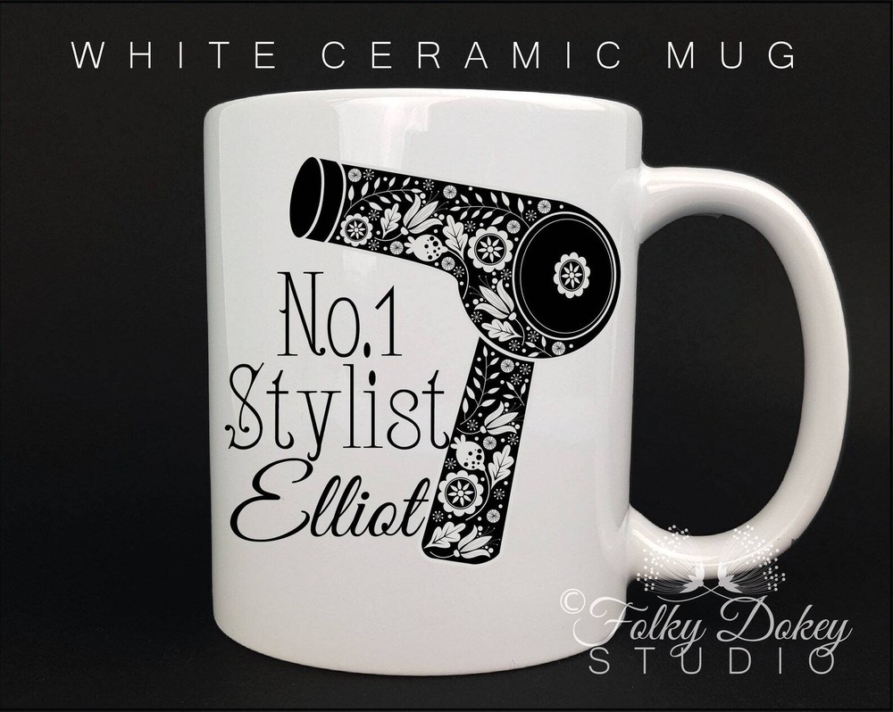Personalised Hairdresser Gift Coffee Cup Coffee Mug Folk Design No1 Stylist