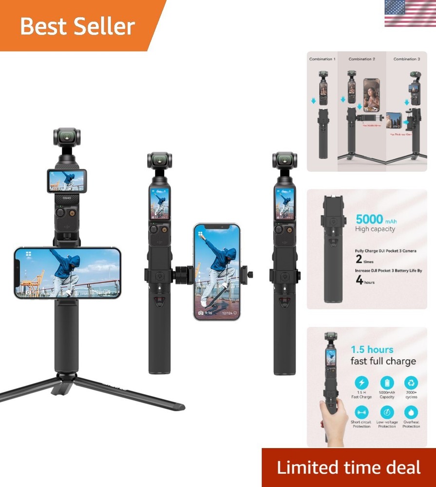 DJI Osmo Pocket 3 Power Bank & Tripod Mount - Extend Battery Life & Stabilize