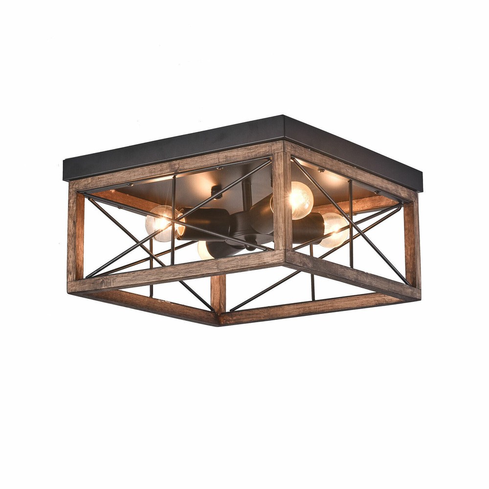 4-Light Farmhouse Flush Mount Light Fixture Rustic Industrial Ceiling Light USA