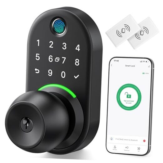 Smart Keyless Entry Keypad Door Lock with Knob – Touchscreen Fingerprint Security