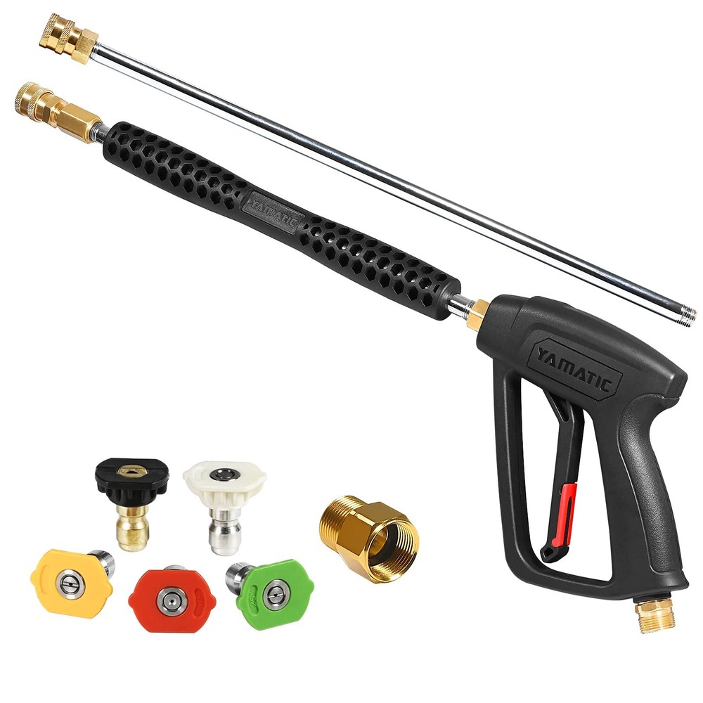 Pressure Washer Gun Wand Kit with 5 Spray Nozzles and M22-14mm/15mm Fittings