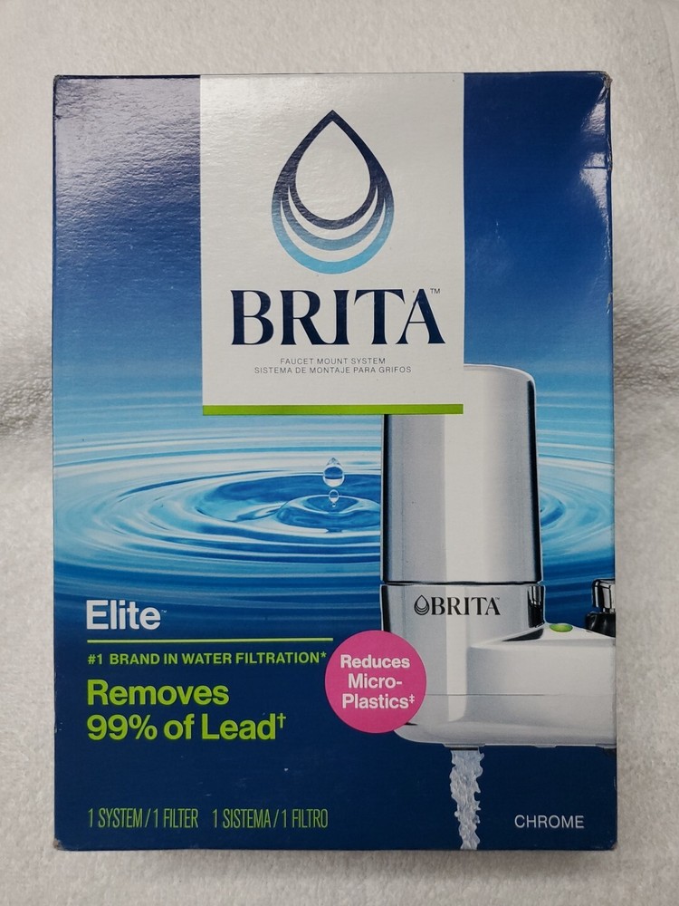 BRITA Elite Faucet Mount Filtration System Water Purification Chrome w/o BPA