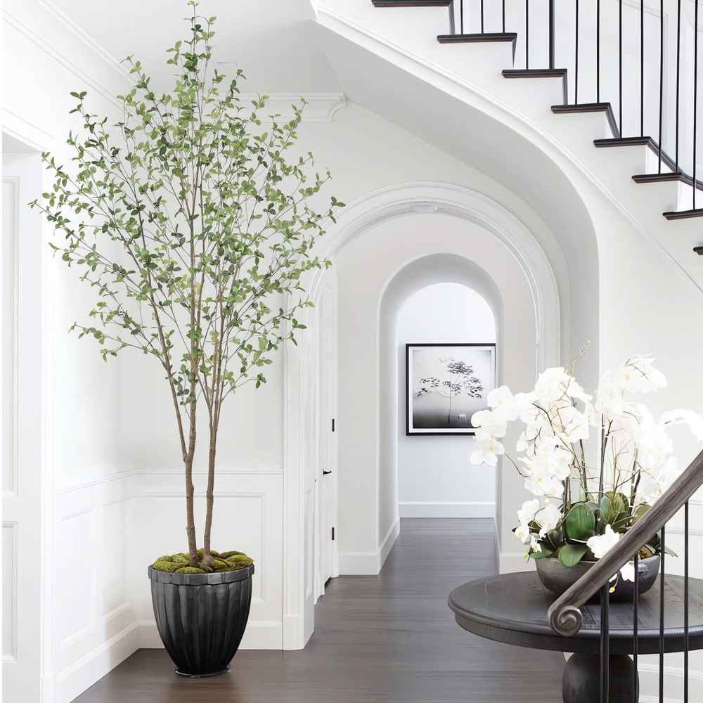 8ft Faux Black Olive Tree with Realistic Leaves for Natural Home Decor