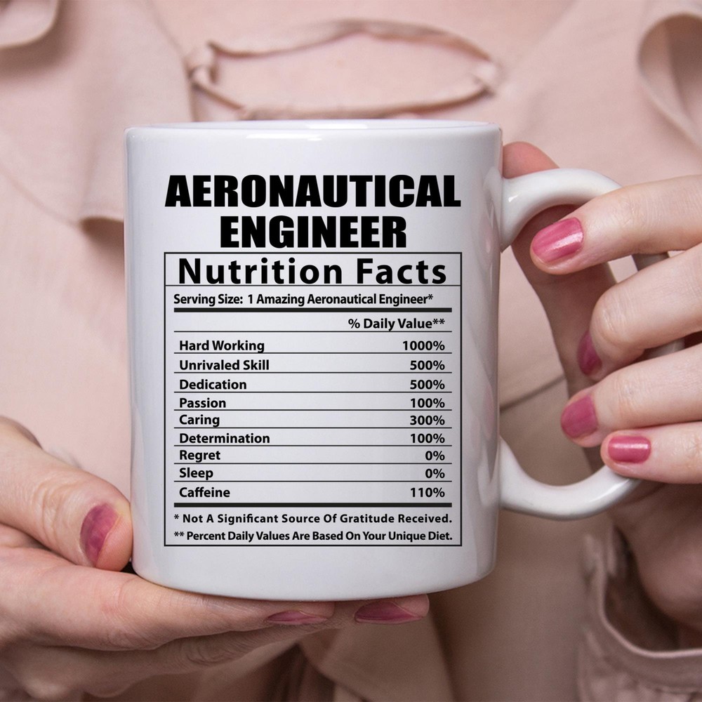 Funny Aeronautical Engineer Nutritional Facts White Coffee Mug