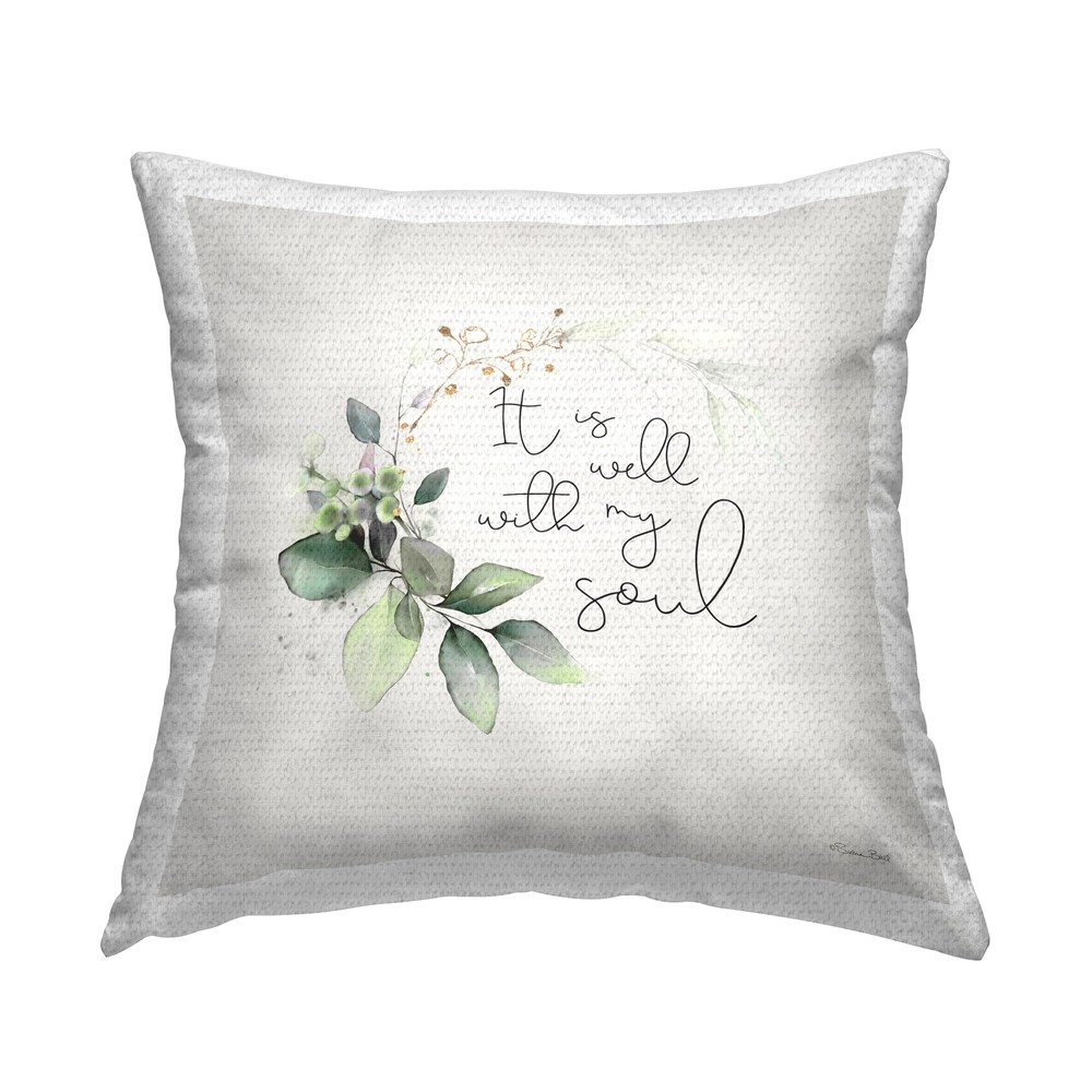 Well with My Soul Beige Outdoor Printed Pillow 18x18 for Decorative Comfort