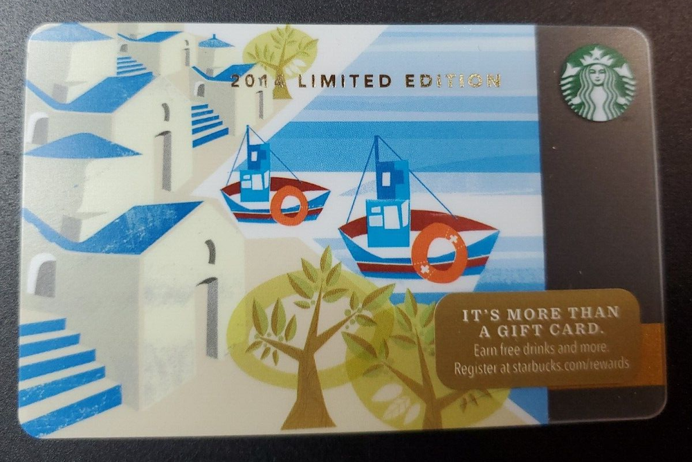 Starbucks gift card 2014 Limited Edition Greek Island Boats #6103-image