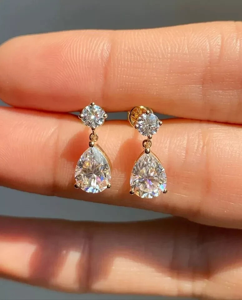 Certified 5.00 Ct Treated Off White Diamond Solitaire Stud Earrings, 925 Silver