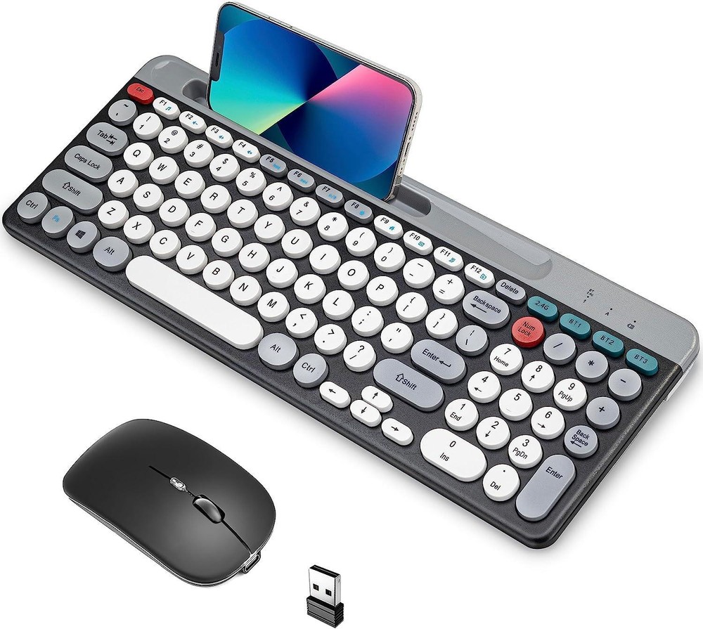 Wireless Keyboard and Mouse Combo, Multi-device (bluetooth+2.4g) Keyboard Mouse