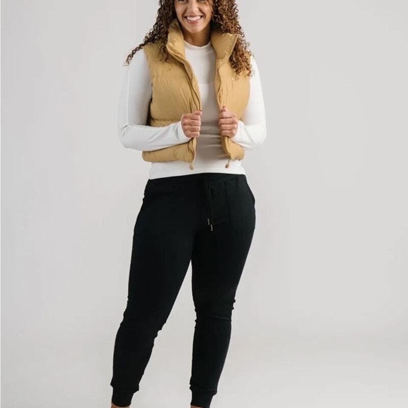 Zyia Active Women’s Khaki Elevate Cropped Puffer Vest - Size: Large