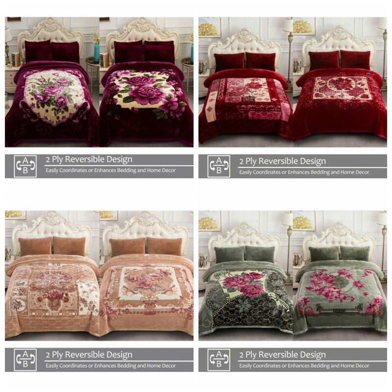 Heavy Korean Mink Fleece Blanket 2 Ply Reversible Silky Soft Winter Bed Blankets