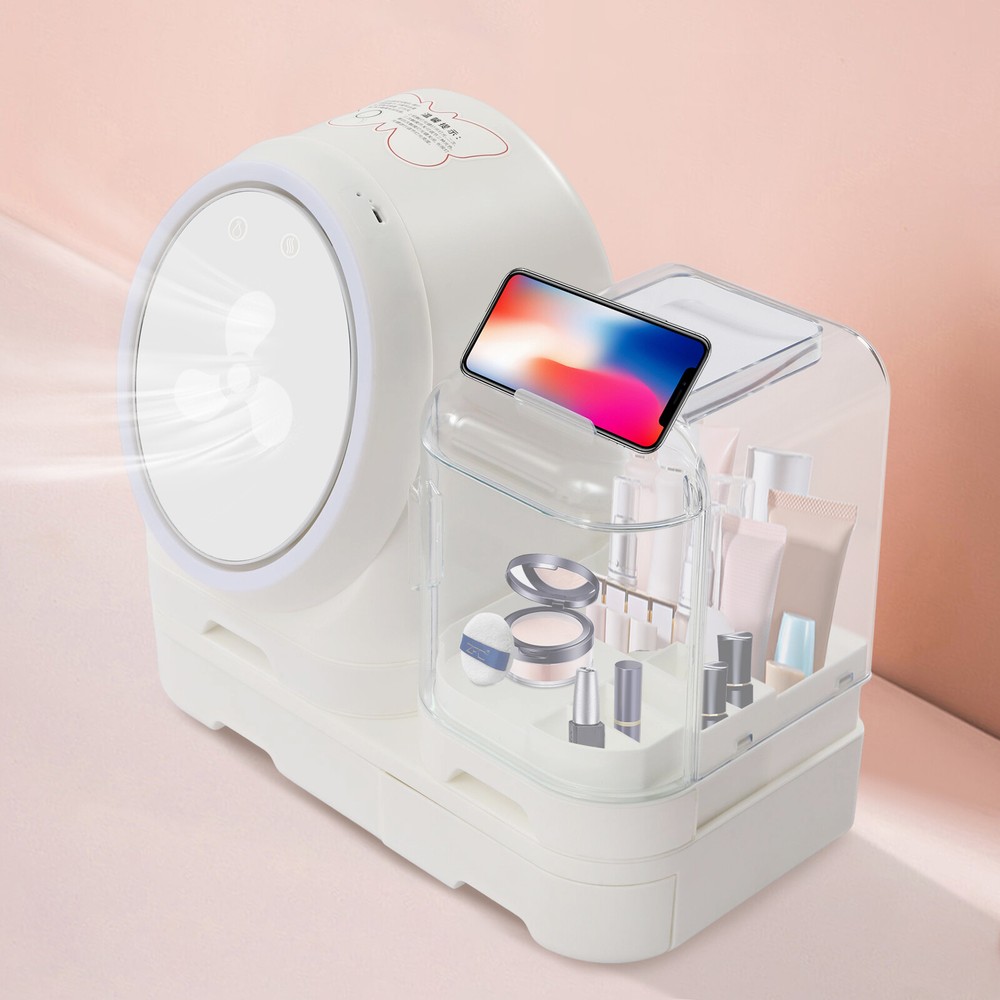 360° Rotating Cosmetic Organizer with LED Light & Mirror