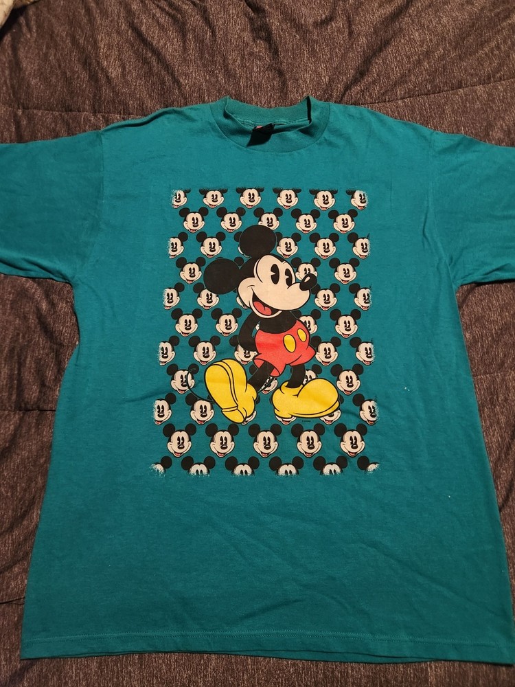 VINTAGE DISNEY MICKEY MOUSE HEAD UNLIMITED JERRY LEIGH Green GRAPHIC SHIRT