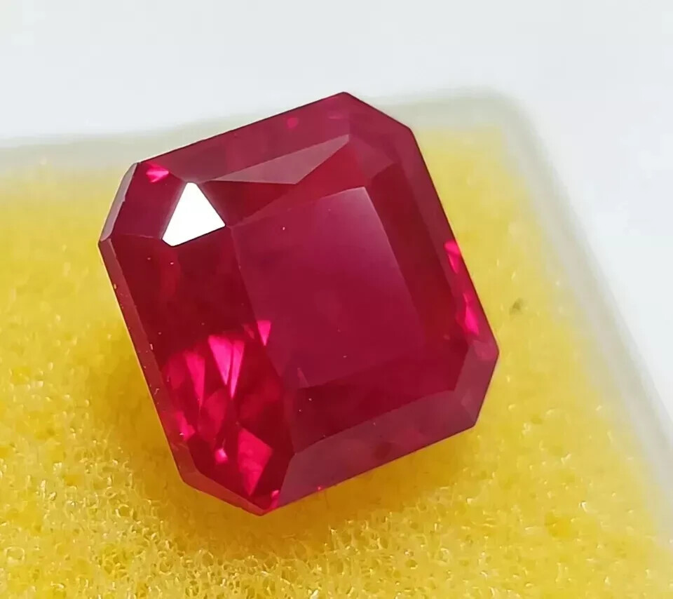 Superb Mozambique Natural Asscher Shape  14.10 Ct Blood Red Ruby Loose GEMSTONE