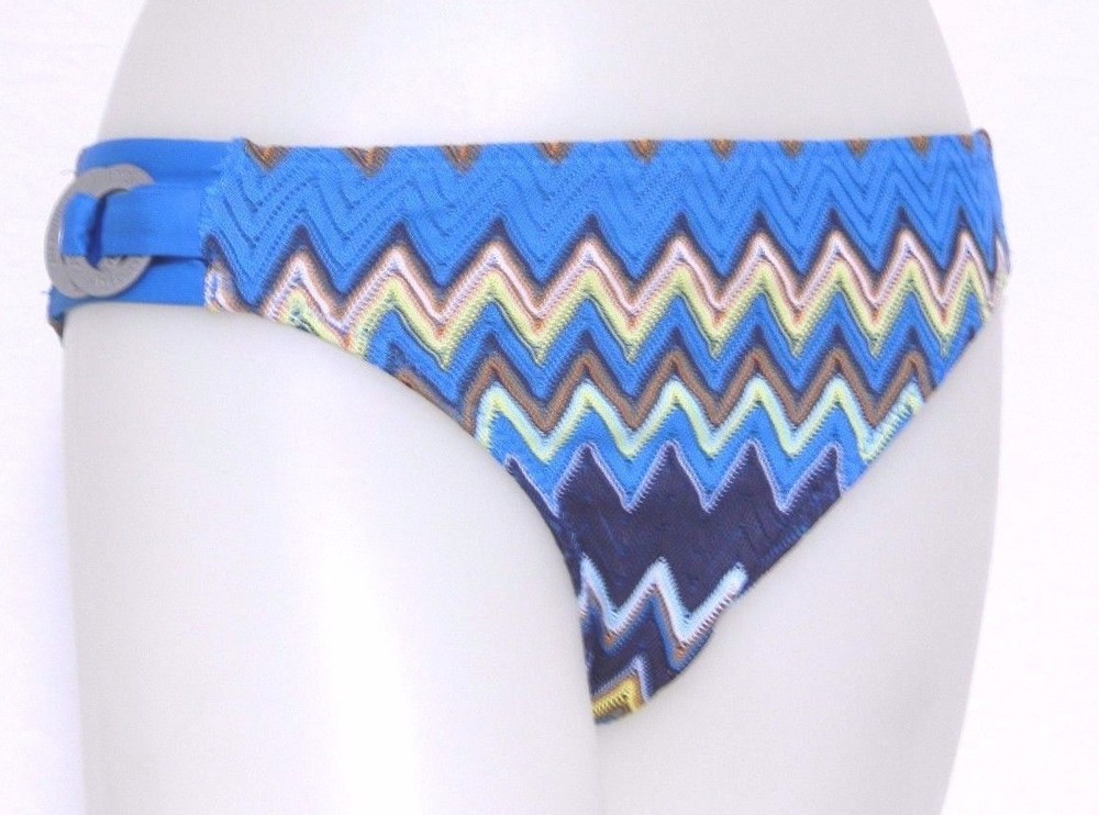 Perry Ellis Small Blue Chevron Stripe Crochet Bikini Swimsuit Bottoms NWT S