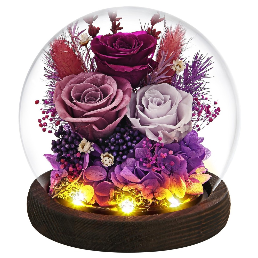 Eternal Preserved Rose in Glass Dome - Perfect Gift for Women Mom Wife Grandma  