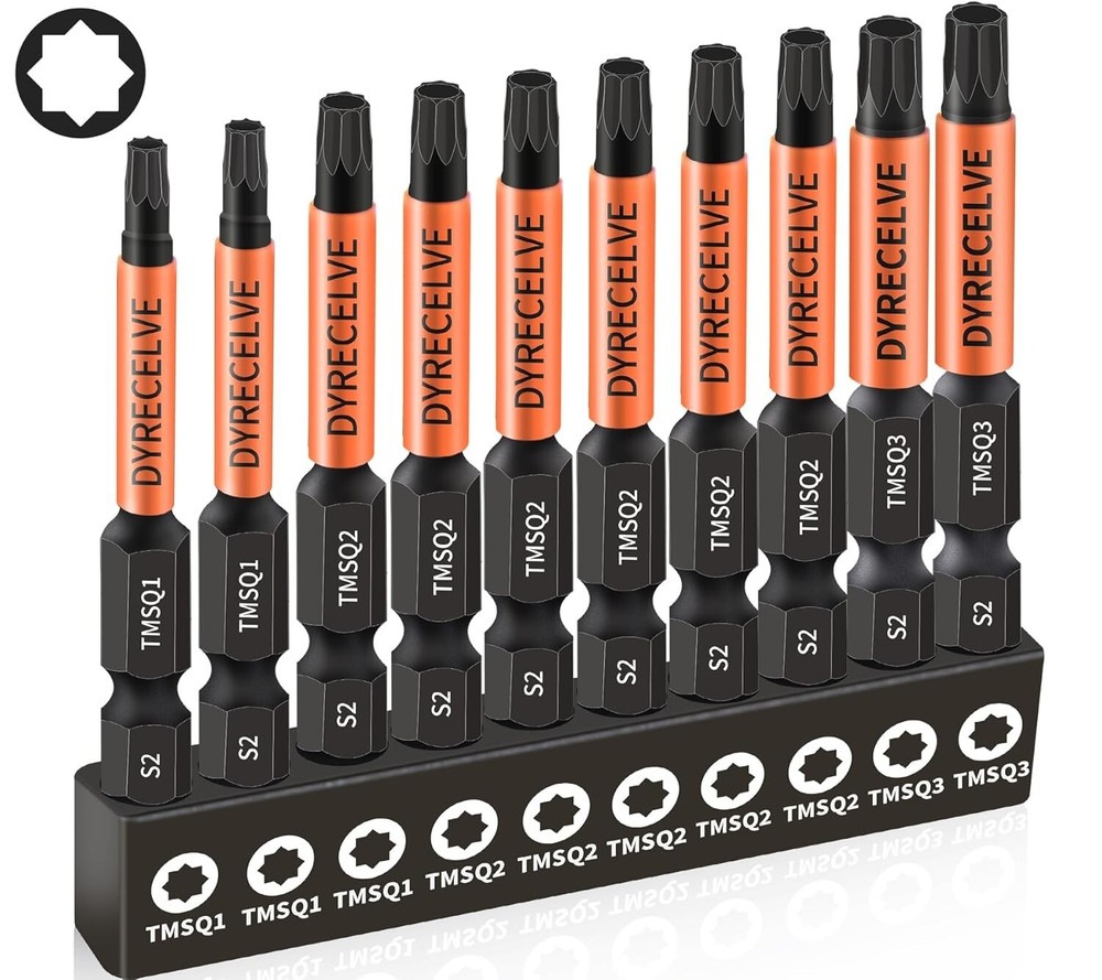 10-Pack 8-Point Star Torx Bits with Magnetic Hex Heads