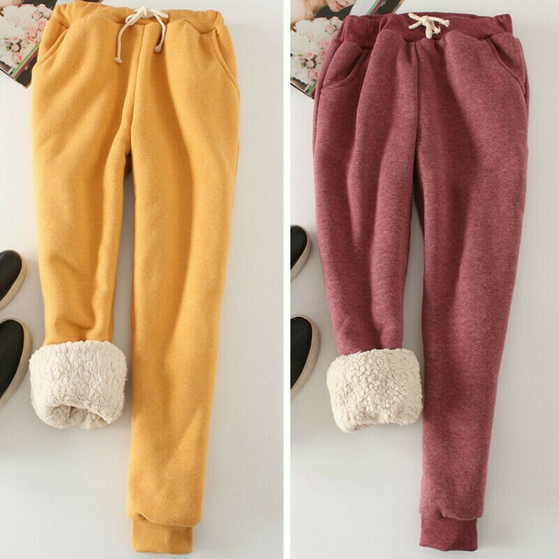 Women's Fleece-Lined Sherpa Harem Pants for Winter Warmth & Comfort