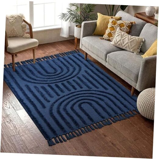 Indoor Door Mats for Entryway 3X5, Washable Rainbow Kitchen 3'x5' Dark Blue