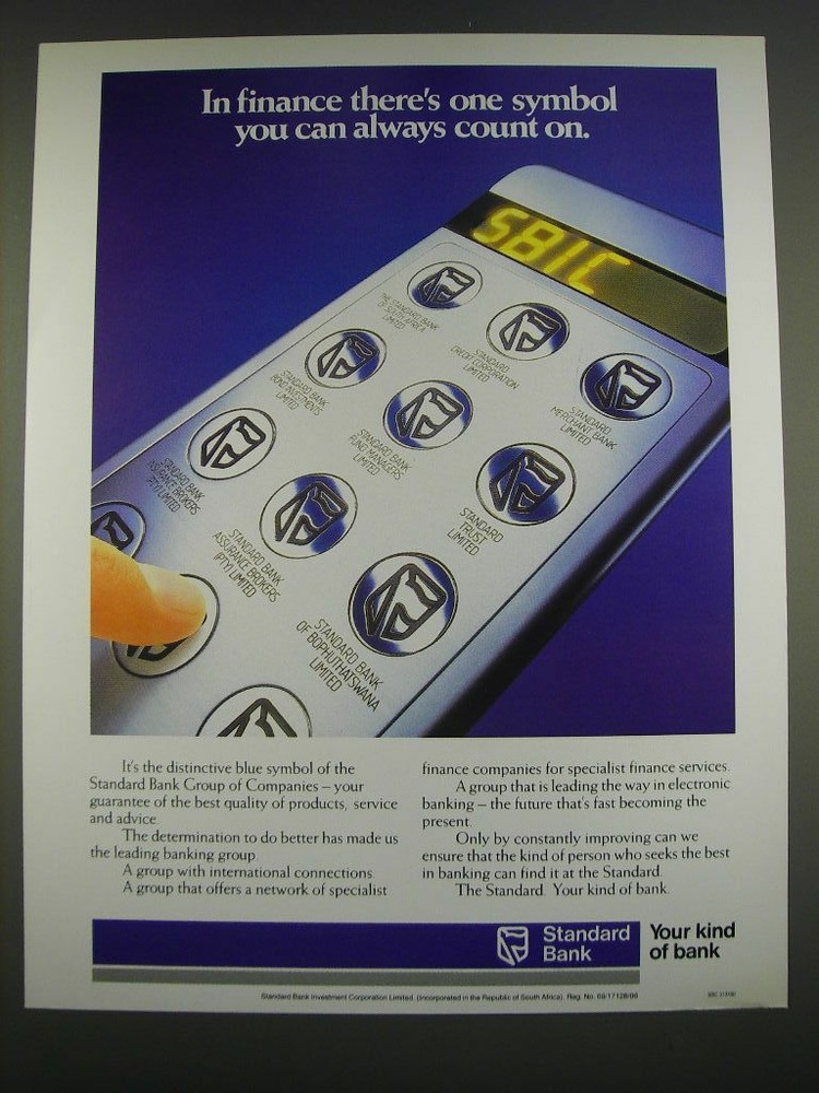 1989 Standard Bank Ad - In finance there's one symbol you can always count on