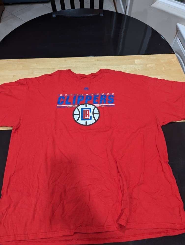 Mens majestic red la clippers basketball red  t-shirt sz xxl