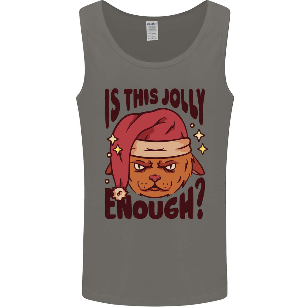 Christmas Cat Is This Jolly Enough Funny Mens Vest Tank Top