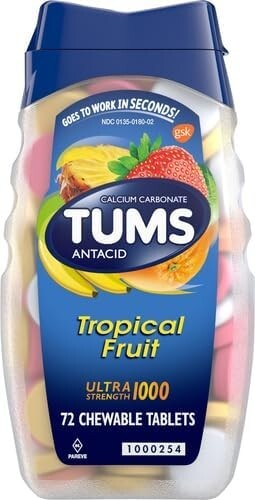 Tums Ultra Strength 1000 Tropical Fruit Antacid Tablets 72 Ct