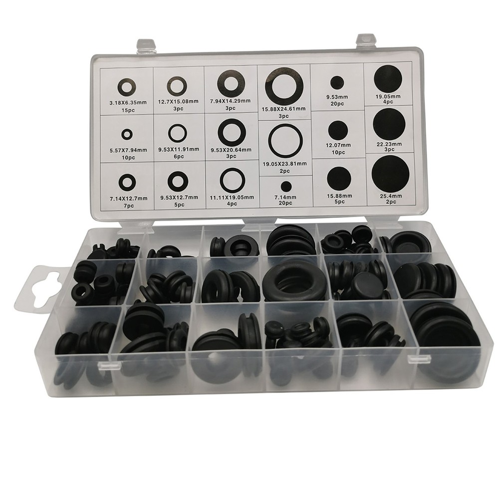 125PCS Rubber Grommet Firewall Hole Plug Set Electrical Wire Gasket Assortment