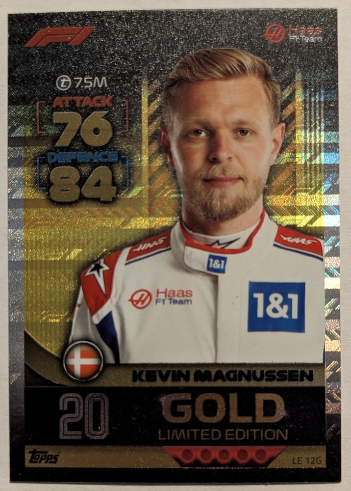 2022 Topps Turbo Attax Kevin Magnussen #LE 12G Gold Limited Edition Card