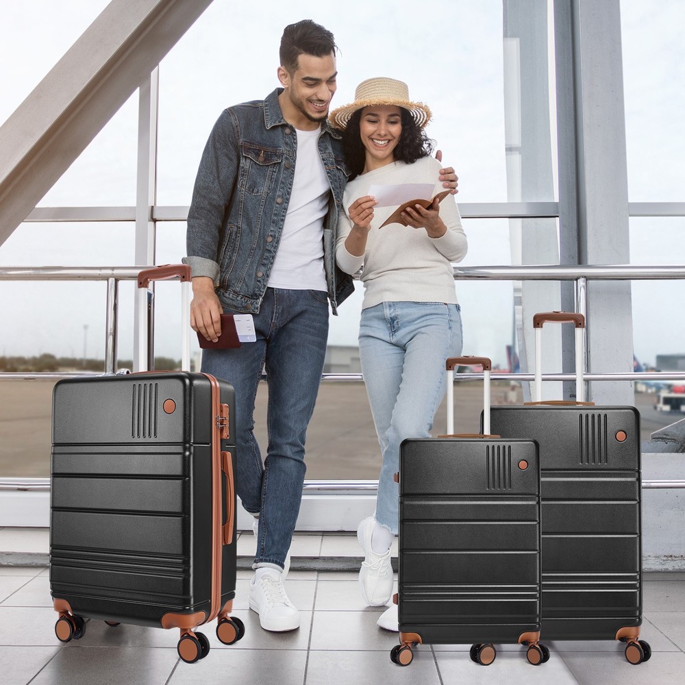 3 Piece Luggage Set ABS+PC Hard Shell Travel Suit Cases with TSA Aproved Lock