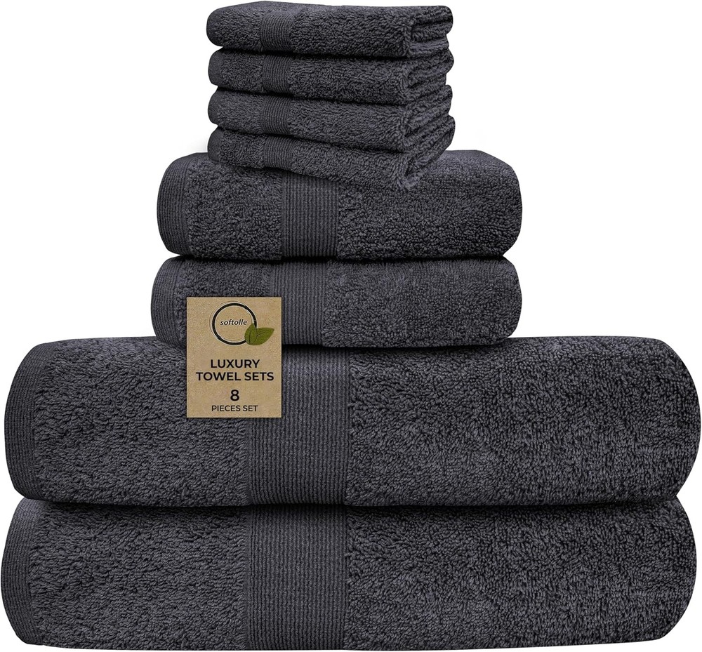 Softolle Luxury 8-Piece Towel Set with 2 Bath Towels in Grey
