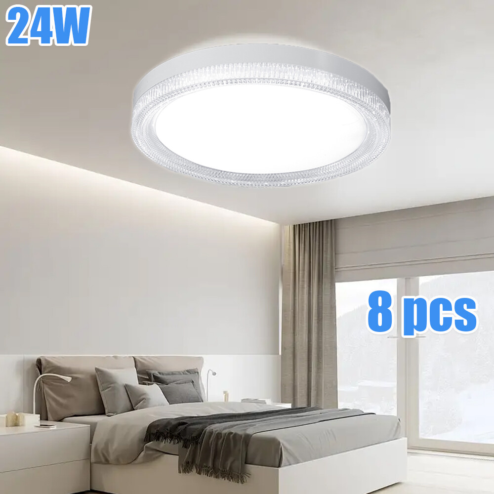 8X 7.09-Inch 24W Recessed Round LED Ceiling Light Fixture for Kitchens