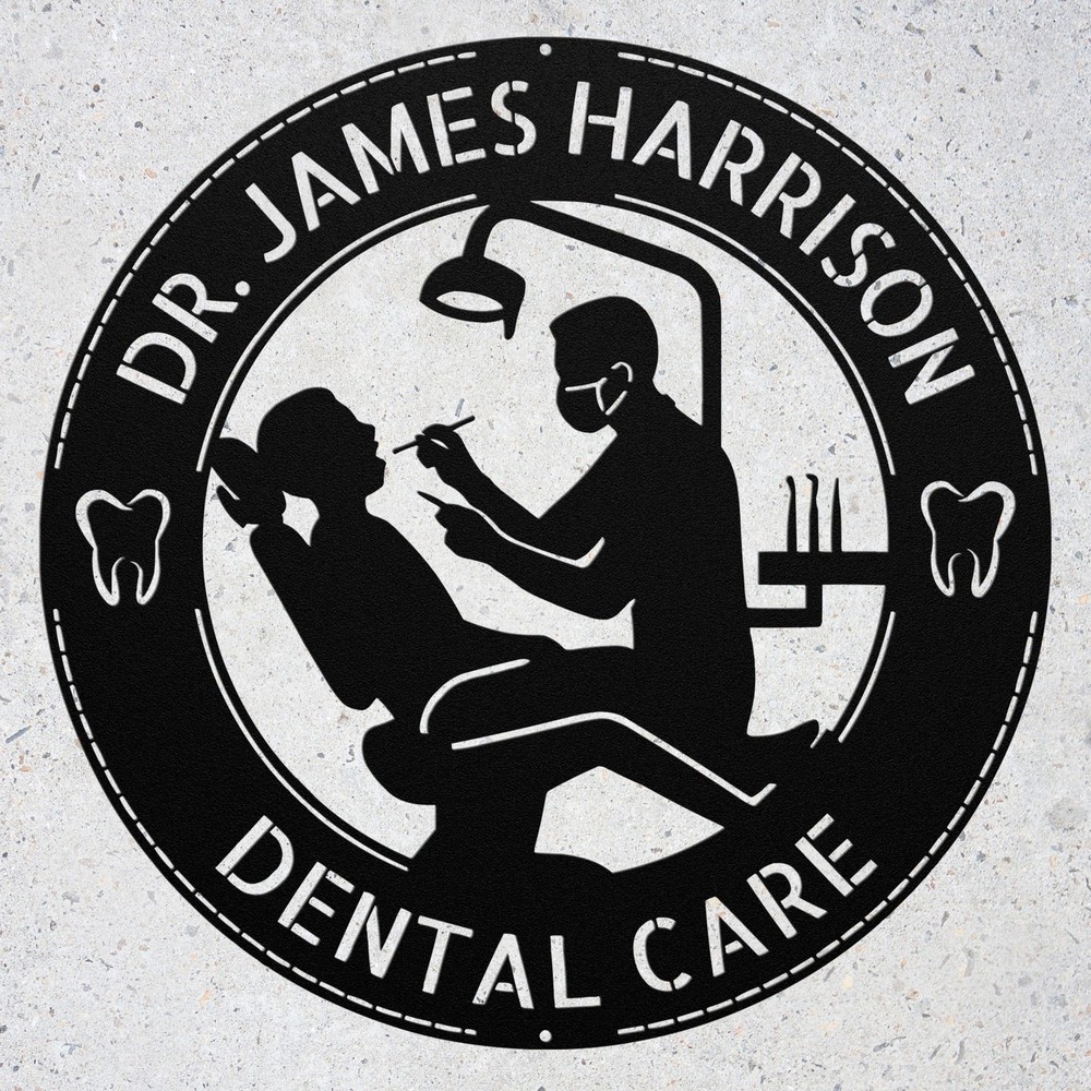 Personalized Dentist Metal Art Sign Custom Male Dentist Wall Decor Gift