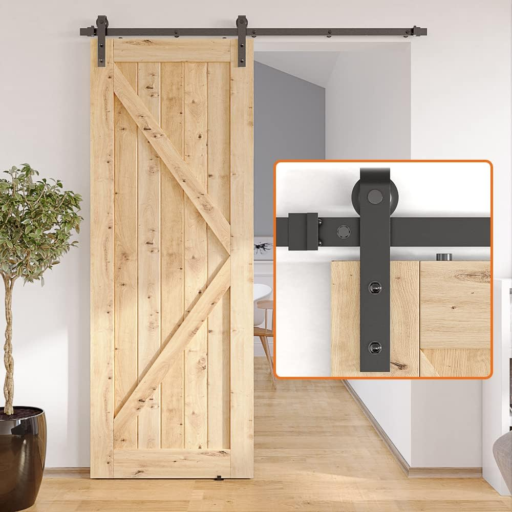 6FT Barn Door Hardware Kit, Sliding Barn Door Hardware Kit, Combination Barn Doo