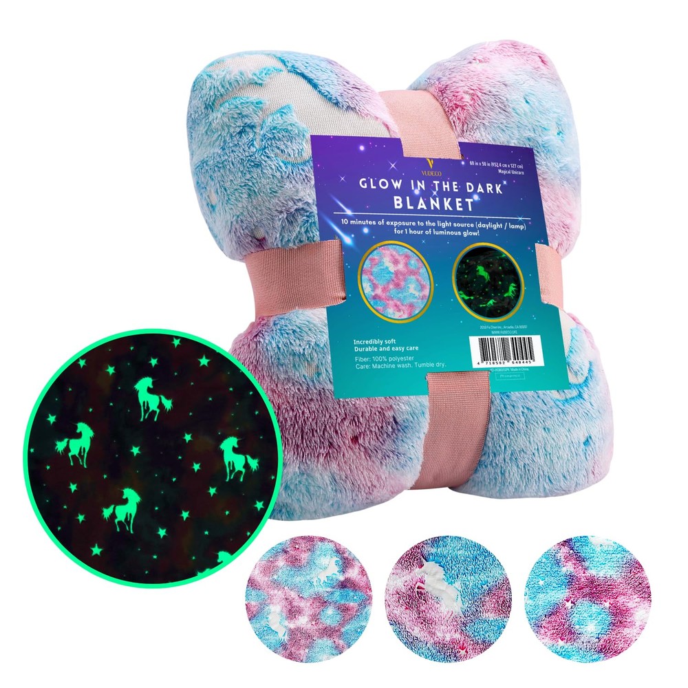 Glow in The Dark Blanket Unicorns Gifts for Girls, Birthday Gifts for Kids, G...