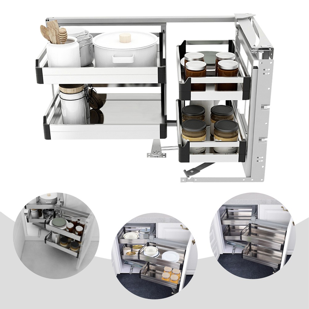 Soft Close Adjustable Kitchen Blind Corner Organizer Large Capacity Cabinet Storage