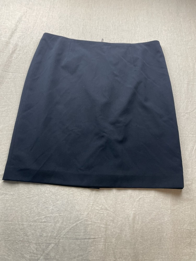 Anne Klein Navy Blue Size 14 Pencil Straight Lined Career Back Zip Midi Skirt