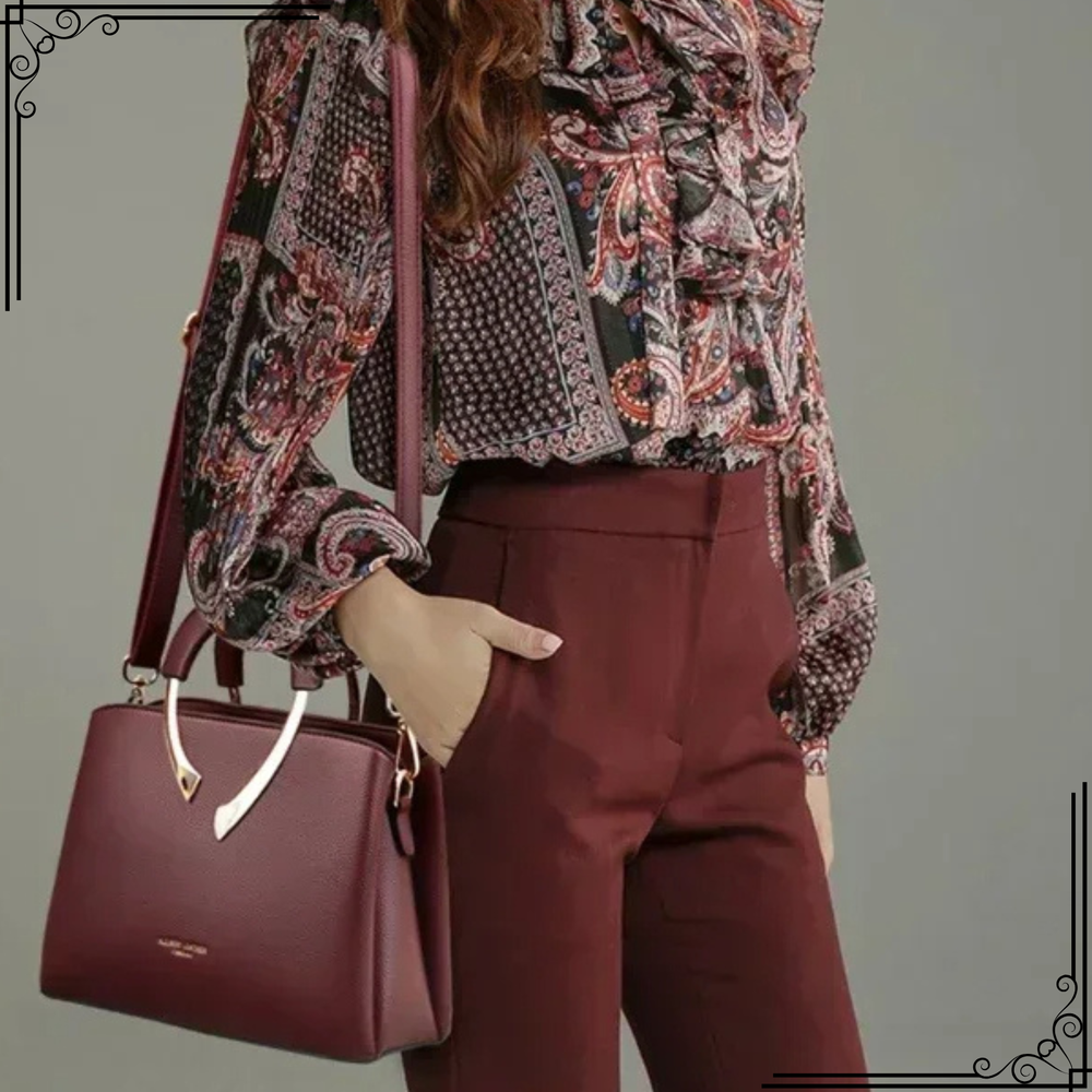 Party Elegant Tote Bag Women Burgundy Sling Handbag Wedding Leather Crossbody