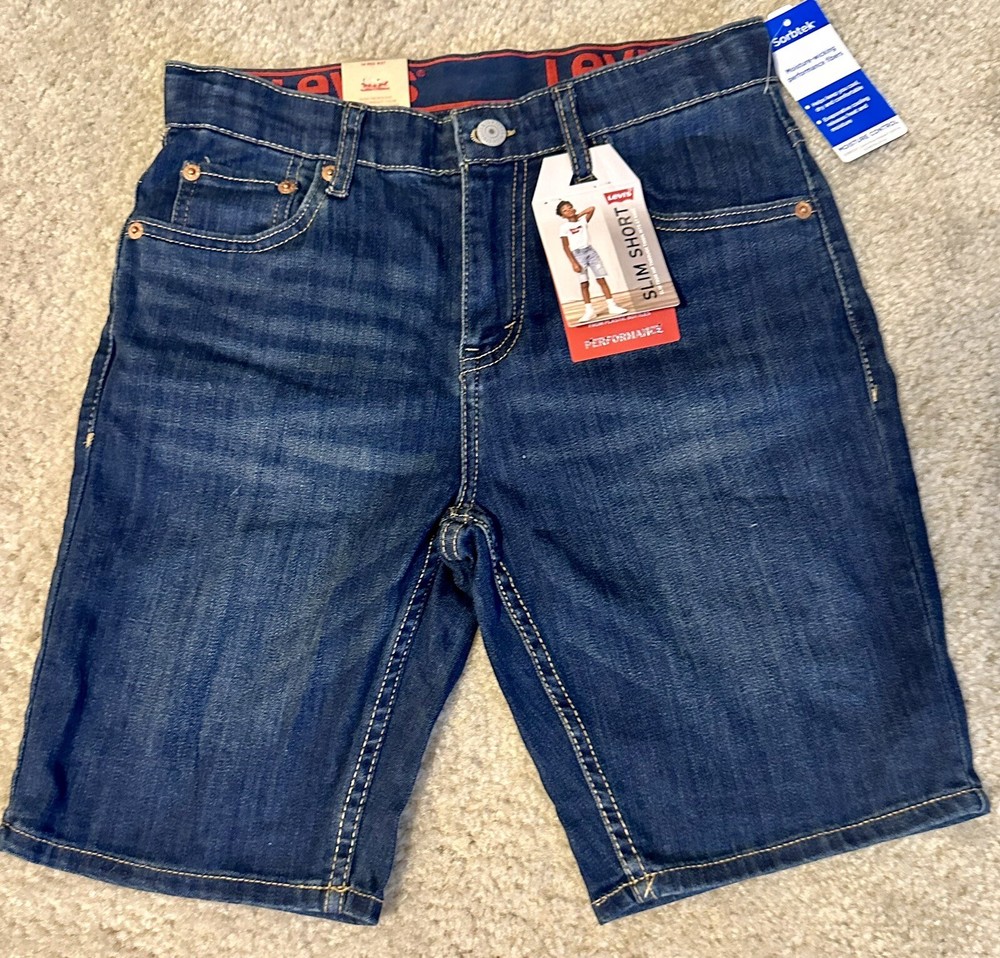 NWT YOUTH KIDS BOYS LEVI'S SLIM SHORTS DRY STRETCH PERFORMANCE SHORTS SZ 14 (27)