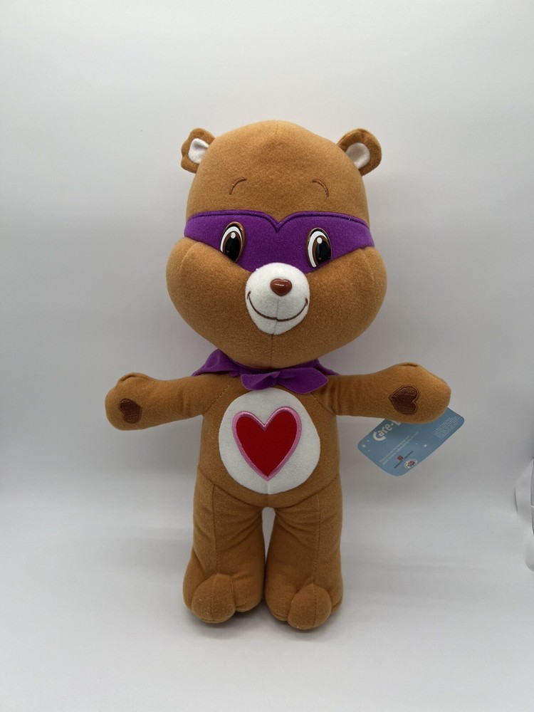 Tenderheart Care Bear 13 Inch Purple Super Hero Mask Stuffed Animal 2009 Nanco