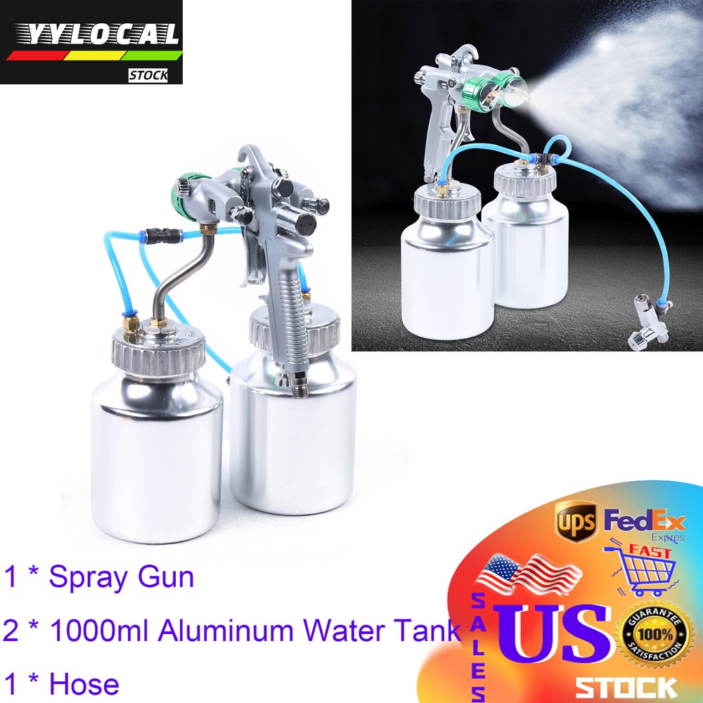 Handheld Automatic Polyurethane Spray Gun Foam Sprayer Double Head+2*1L Tank