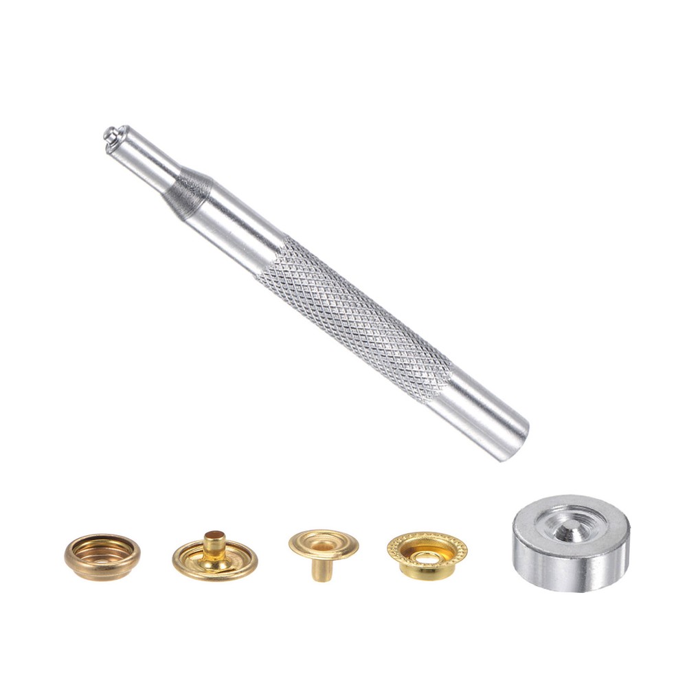 12-Piece Golden Metal Snap Fasteners Kit with Installation Tool