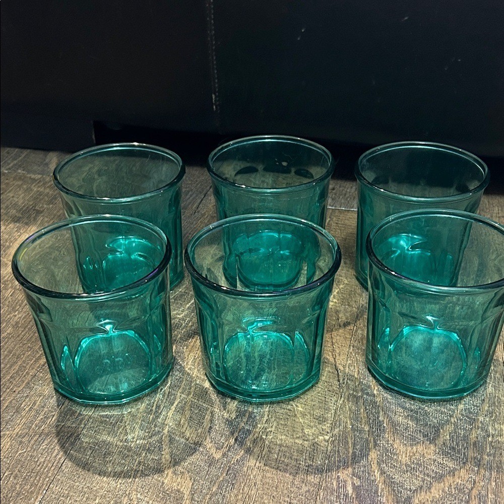 Set of 6 Luminarc Working 500 ML Aqua Teal Tumblers 10-panel Made in France