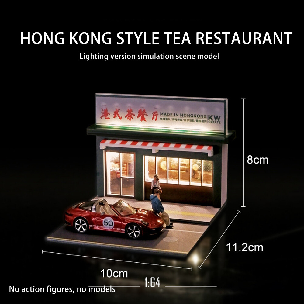 Diorama 1/64 Model LED Lighting City Street View Background Display Scene Model