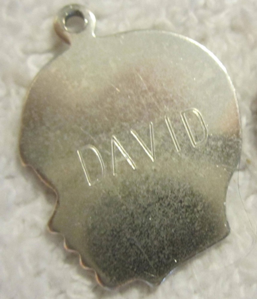 1 Caco Sterling Silver Engraved David Boy Silhouette Medallion Charm pendant VTG