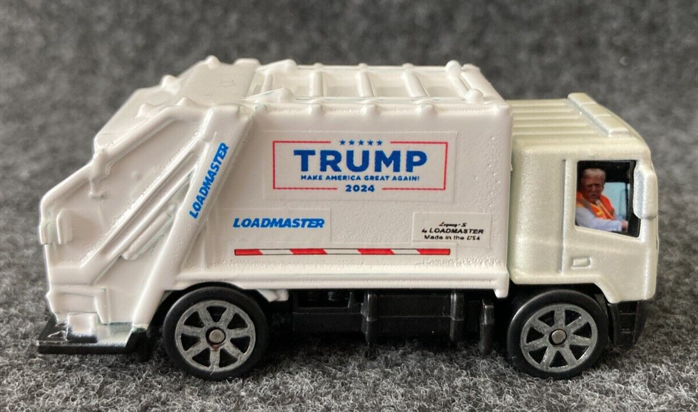 President Donald Trump Toy Garbage Truck MAGA 1/64 Custom Metal Chassis W/Flags
