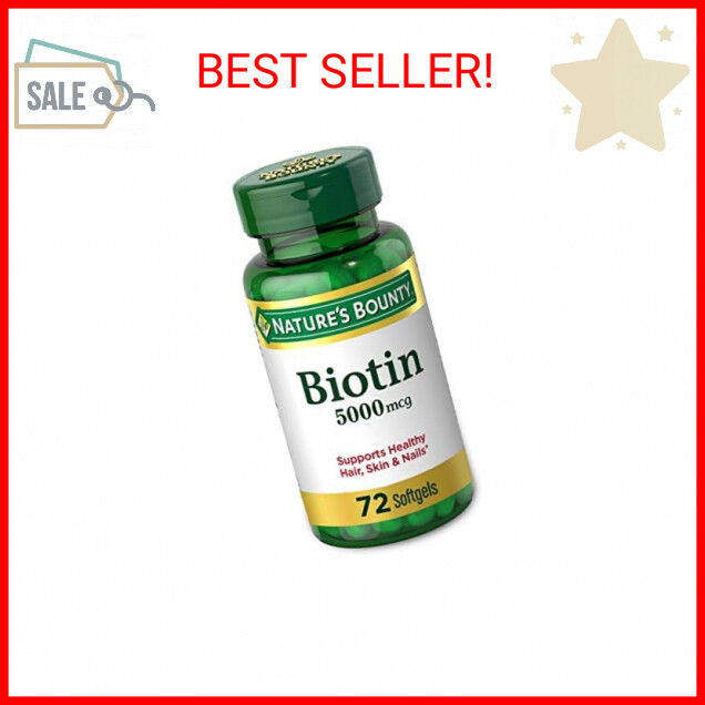 Nature’s Bounty Biotin Supplement, Supports Healthy Hair, Skin & Nails, 5000mcg,