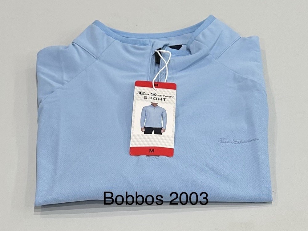 Ben Sherman Men's Quarter Zip Active Stretch Sport T-Shirt, Blue, Size M